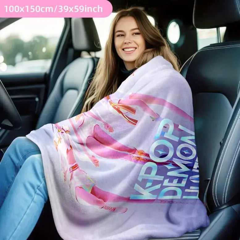 K-Pop Demon Hunter Poster Blanket, Soft Flannel Shawl, Design, Home Office Camping Sofa Bed Cover, Netflix Fan Gift,Zoey Rumi Mira, Gift For Men & Women & Kids, K-Pop Demon Hunters Blankets