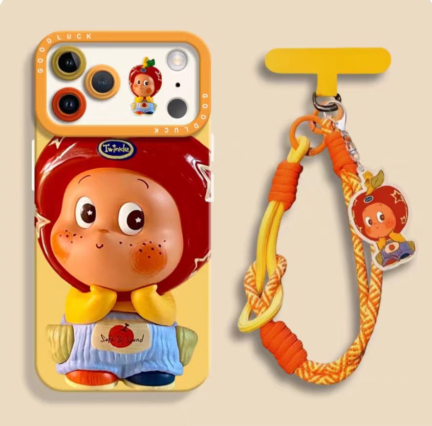 Cute face-holding style liquid air eye silicone phone case