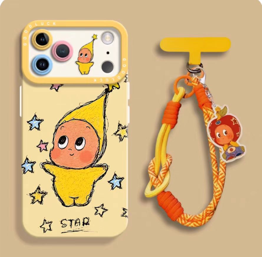 Cute face-holding style liquid air eye silicone phone case