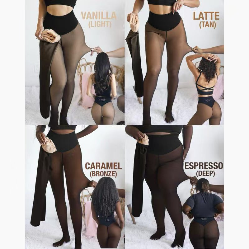 NEW COMPRESSION BAND & ONE SEAM OPTION! THE ORIGINAL MAGIC FLEECE LINED LEGGINGS - XXS TO 3XL - 4 SHADES - CLOSED FOOT - Fleece Tights Available in Plus Size and Light to Brown Fur Womenswear Basic Outfits Big