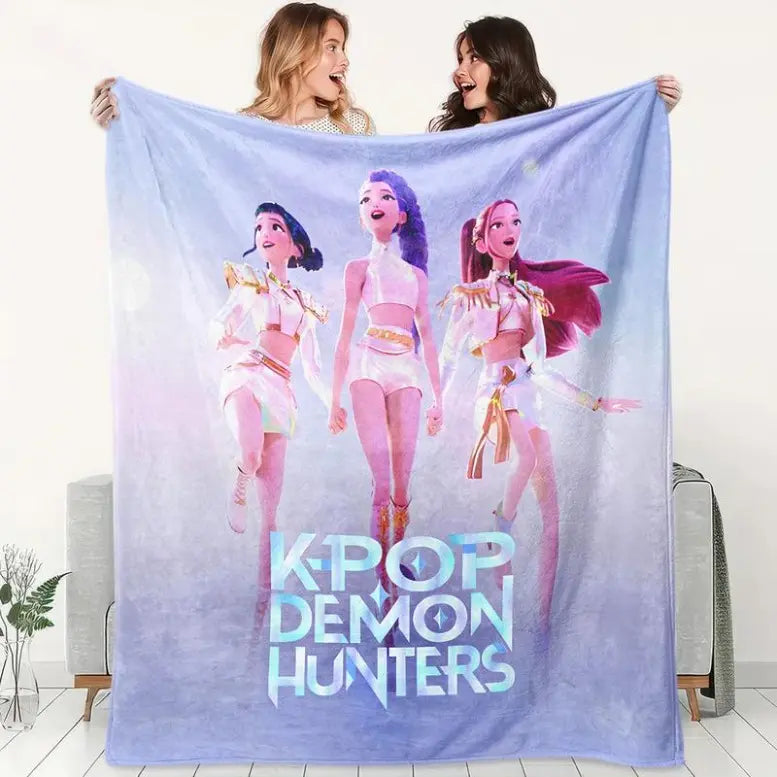 K-Pop Demon Hunter Poster Blanket, Soft Flannel Shawl, Design, Home Office Camping Sofa Bed Cover, Netflix Fan Gift,Zoey Rumi Mira, Gift For Men & Women & Kids, K-Pop Demon Hunters Blankets