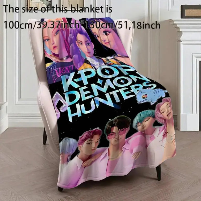 Cartoon Anime Character Blanket, Home Decor Throw, Office Nap Blanket, Sofa Blanket, Best Gift For Friends And Family,Zoey,Mira,Rumi,Huntrix,Sajaboys,Gift For Kids, Gift For Men & Women, K-POP Demon Hunters Merch