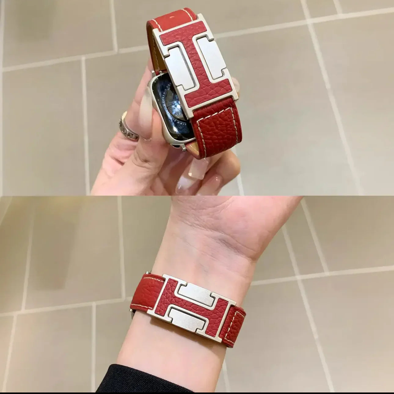 Fashion H Leather Strap