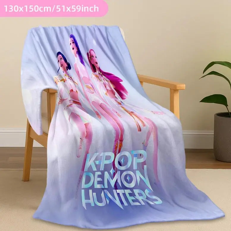 K-Pop Demon Hunter Poster Blanket, Soft Flannel Shawl, Design, Home Office Camping Sofa Bed Cover, Netflix Fan Gift,Zoey Rumi Mira, Gift For Men & Women & Kids, K-Pop Demon Hunters Blankets
